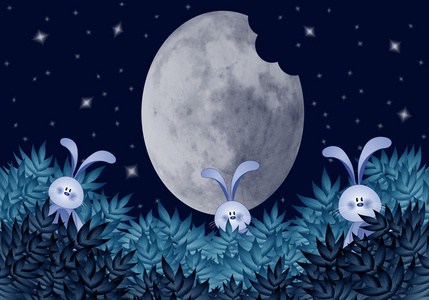 天狗吃月亮有趣的兔子吃月亮照片