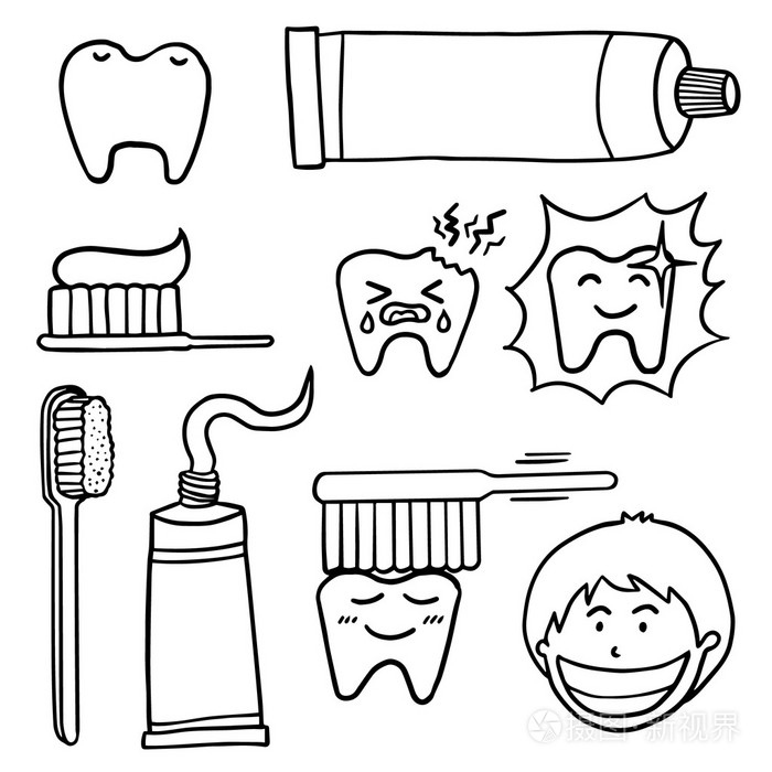 牙 牙齿矢量图标集