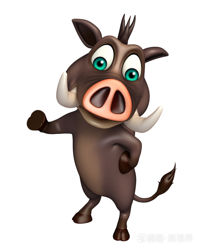 可爱的野猪滑稽的卡通人物