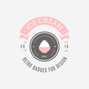冰激淋手绘制设计元素在 Logotyp 的复古风格