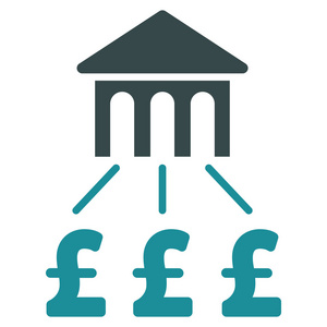 英镑银行结构平面矢量图标符号