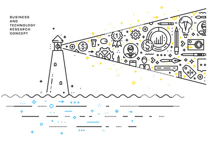 业务和技术研究的概念。细线业务设计