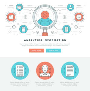 扁线业务概念网站页眉矢量图