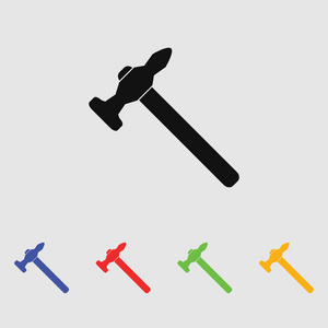 倾斜锤子概念笔画符号设计.