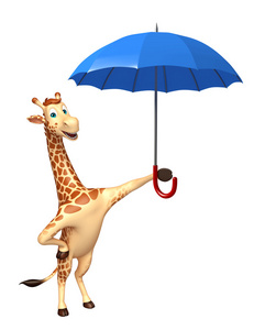 可爱的长颈鹿卡通人物用的伞图片