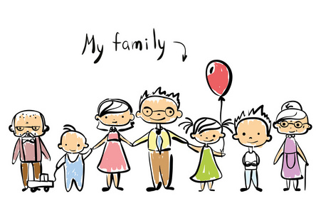 涂鸦的幸福的家庭