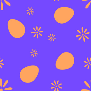 像素图案的鸡蛋和鲜花矢量图片