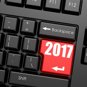 红色在 2017年字电脑键盘上输入按钮