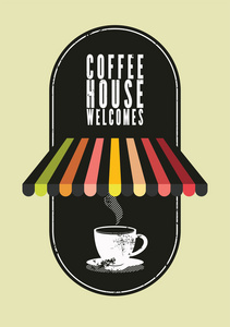 咖啡屋排印的复古风格海报。复古矢量图