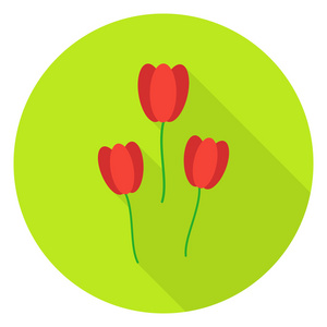 三个郁金香花园鲜花的小圆圈图标