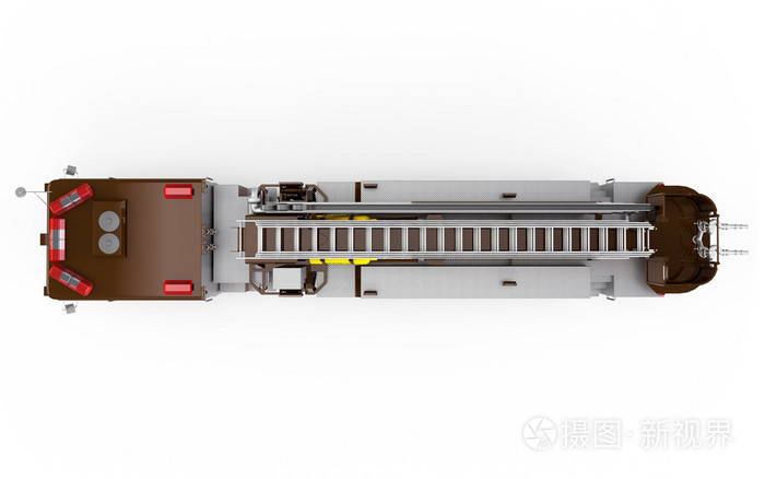 暗褐色救火车顶视图