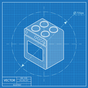 烹饪烤箱 3d 蓝图图标