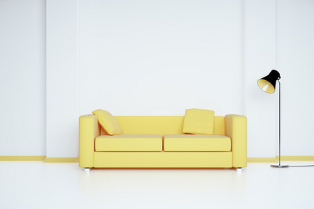 黄色的沙发的房间