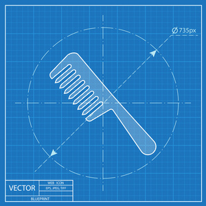 头发梳矢量蓝图图标
