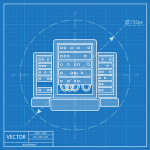 服务器机柜矢量蓝图图标
