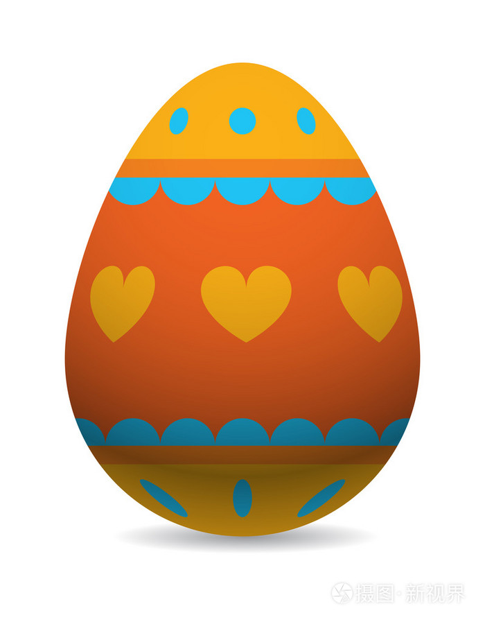 color easter egg cartoon spring decoration and food symbol flat