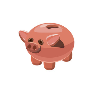 小猪银行图标，卡通风格