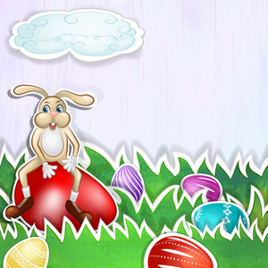 快乐的小兔子，复活节蛋卡