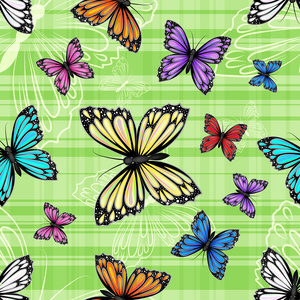 无缝模式与色彩艳丽的蝴蝶