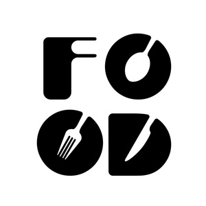 用勺子，设计创意食品菜单字标志要素刀