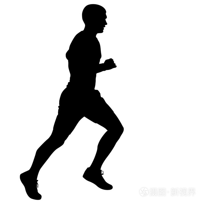 赛跑者剪影上冲刺,男人.矢量图