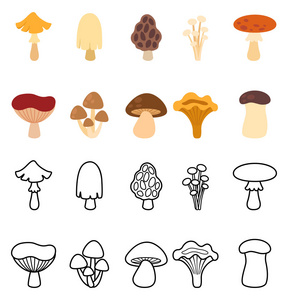 孤立的蘑菇的插图