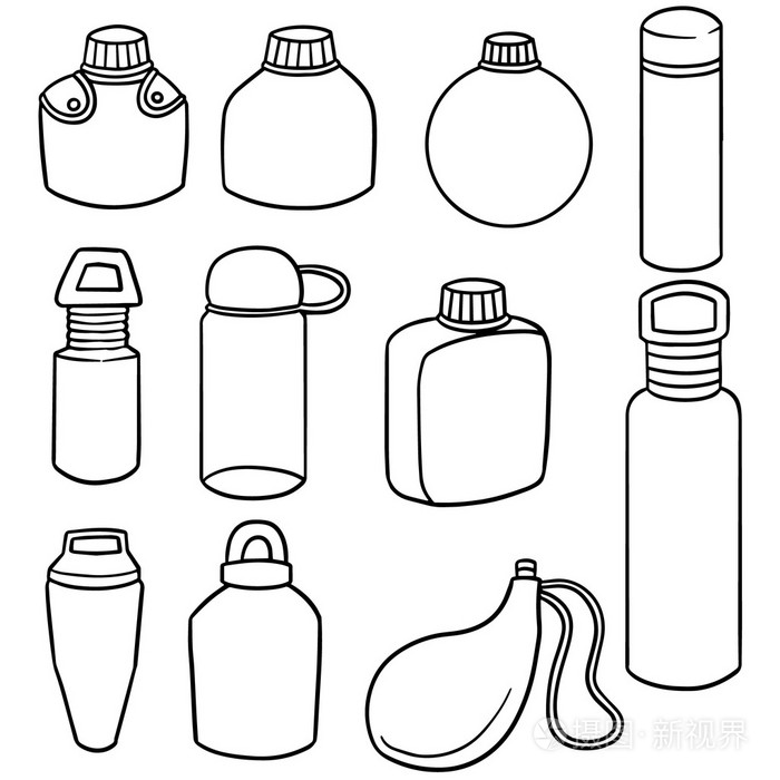 向量集的矿泉水瓶插画-正版商用图片1n28i0-摄图新视界