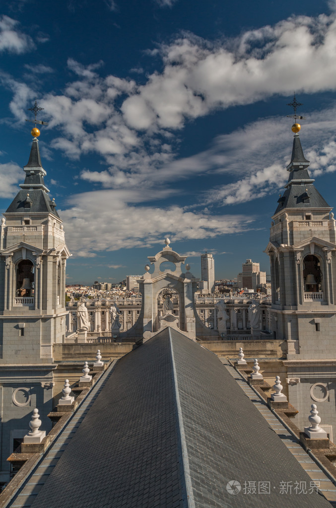 马德里的阿尔穆德纳大教堂的屋顶视图