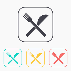 厨房的交叉的叉子和刀子的图标