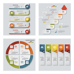 4 设计模板图形或网站布局的集合。矢量背景