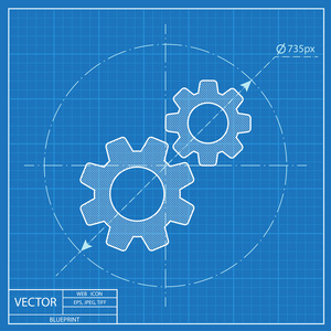 两个齿轮矢量蓝图图标