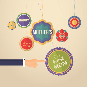 母亲节快乐矢量设计。公告和庆典消息海报，传单