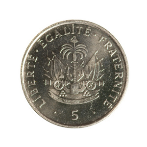 金属硬币海地孤立在白色背景的五个生丁