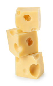 堆栈的奶酪孤立在白色背景上的多维数据集