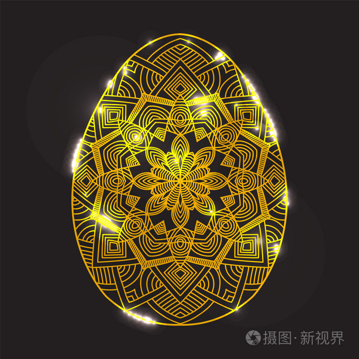 曼荼罗图案与亮点 o 发光复活节金蛋