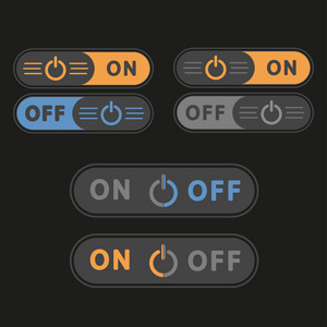 打开和关闭开关或按钮。向量组的孤立上黑色背景