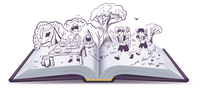 打开的卡通背包图片