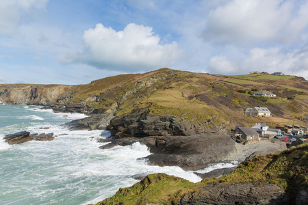 Trebarwith 钢绞线北康沃尔郡英格兰英国海岸村庄之间廷塔杰尔和端口以撒