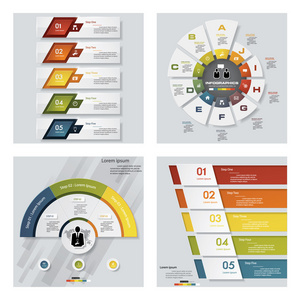 4 设计多彩的演示文稿模板的集合。矢量背景