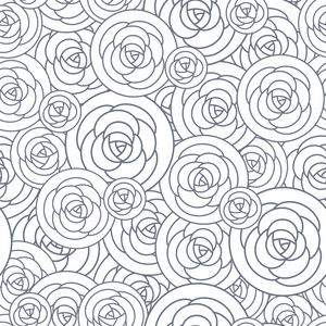 矢量与大纲装饰玫瑰无缝模式。美丽的花卉背景，时尚抽象花