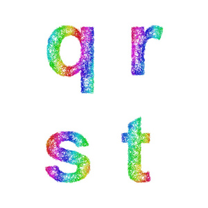 彩虹素描字体集小写字母 q r s t