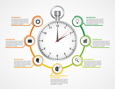 信息图表设计模板。秒表循环选项。矢量图