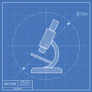 显微镜矢量蓝图图标