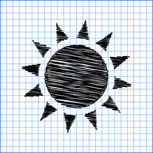 太阳签署。平面样式图标