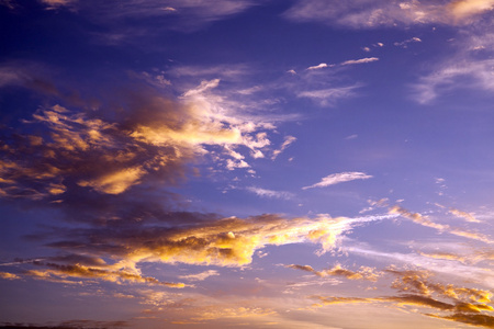 在日落的黄昏的天空图片