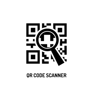 带放大镜的 Qr 代码图标