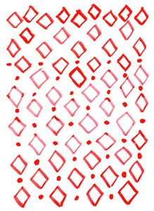 新鲜水彩几何图案，红色菱形在白色BAC上。