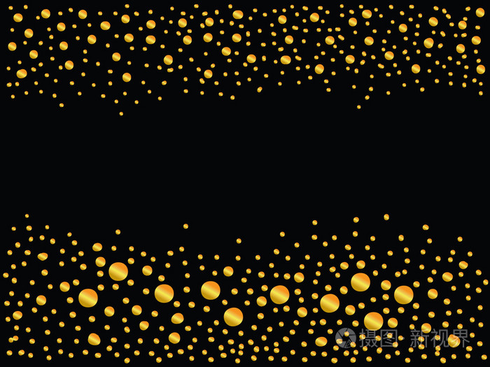 黑色的抽象黄金圆点装饰.优雅的艺术设计元素,帆布,剪贴画.eps 10