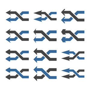 洗牌箭头左的矢量平面图标集