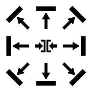 推动方向矢量平面图标集